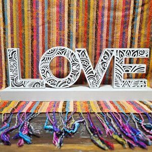 "LOVE". Table or Shelf Wood Home Décor. NWT.